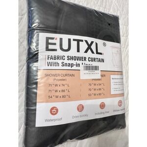 eutxl‎ shower curtain with snap in liner black